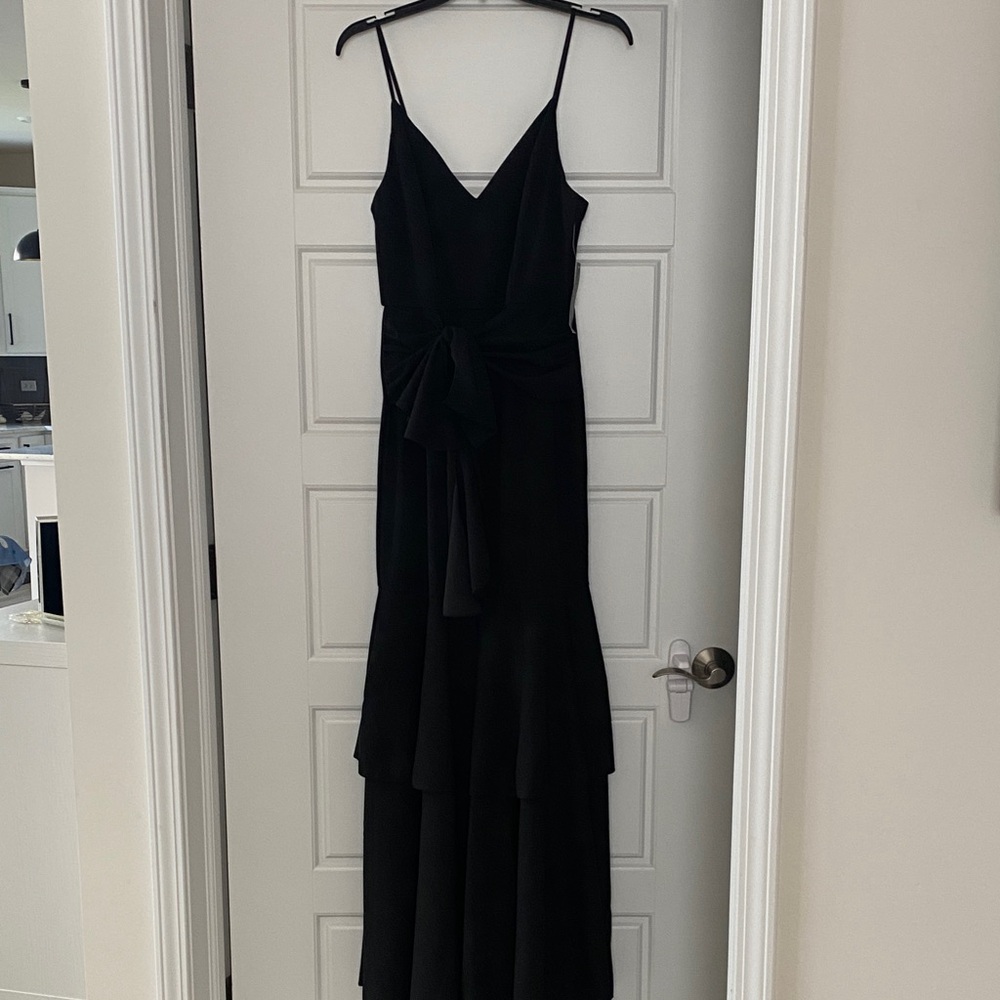 VENUS Black Maxi Dress with Tiered Skirt
